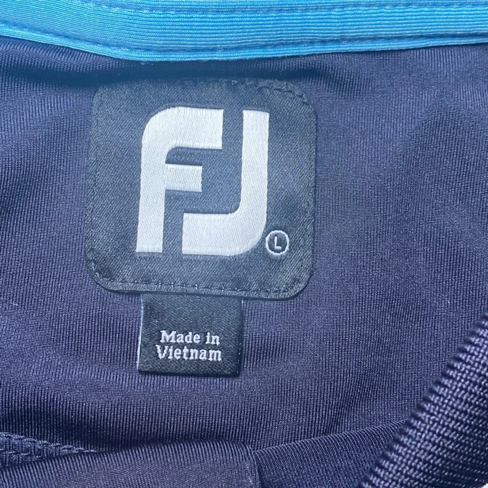 FootJoy Mens ProDry Golf Polo Shirt Navy Blue Striped Performance Size Large - Picture 4 of 7